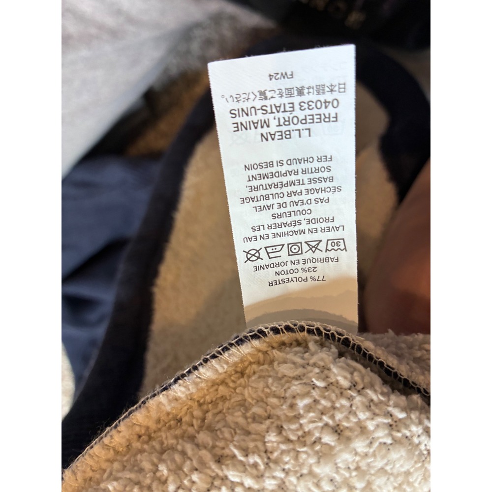 LL Bean Sherpa Lined Waffle Knit Henley Shirt Mens M Tall Mariner Blue - Picture 12 of 12